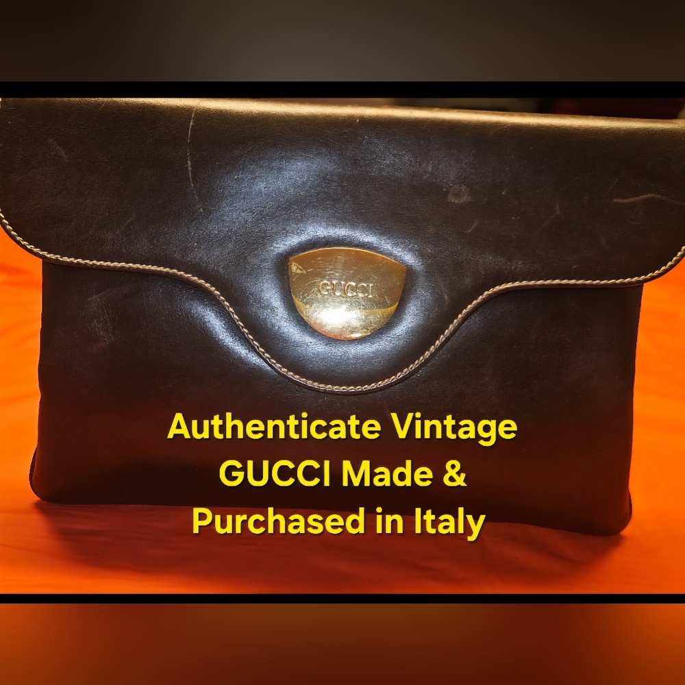 Gucci Blondie Collection Brown Leather & Suede Clutch 70s Vestiaire Stamp 23 EUC